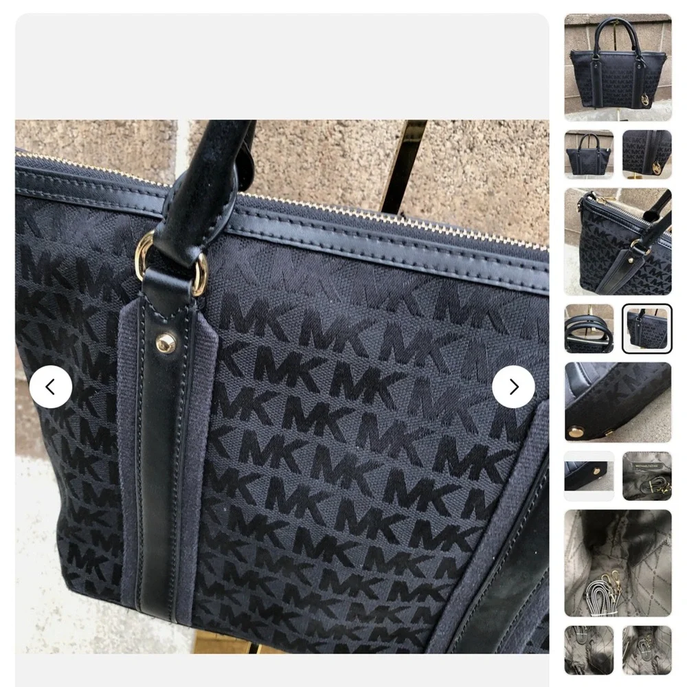 🖤Michael Kors Signature Griffin Jacquard Satchel Crossbody Newer Handbag - Picture 7 of 15